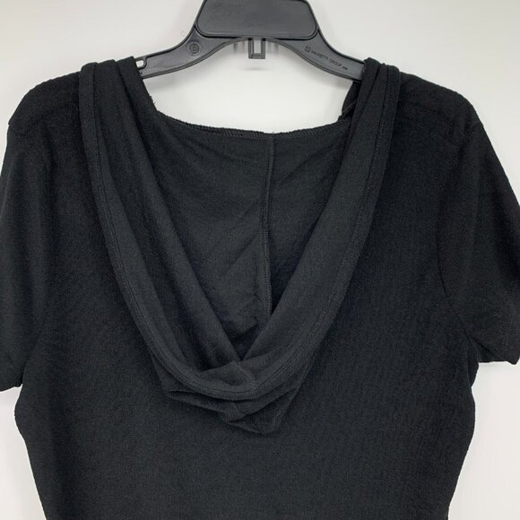 Time and Tru Coverup Dress Black Terry Swim Lace Up Hooded - Picture 7 of 8